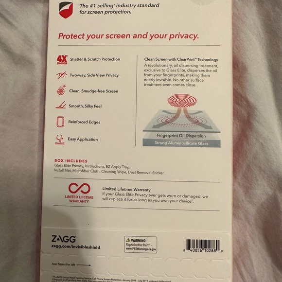 Zagg invisible shield glass elite privacy screen protector for iPhone 11 Xr - Picture 2 of 2